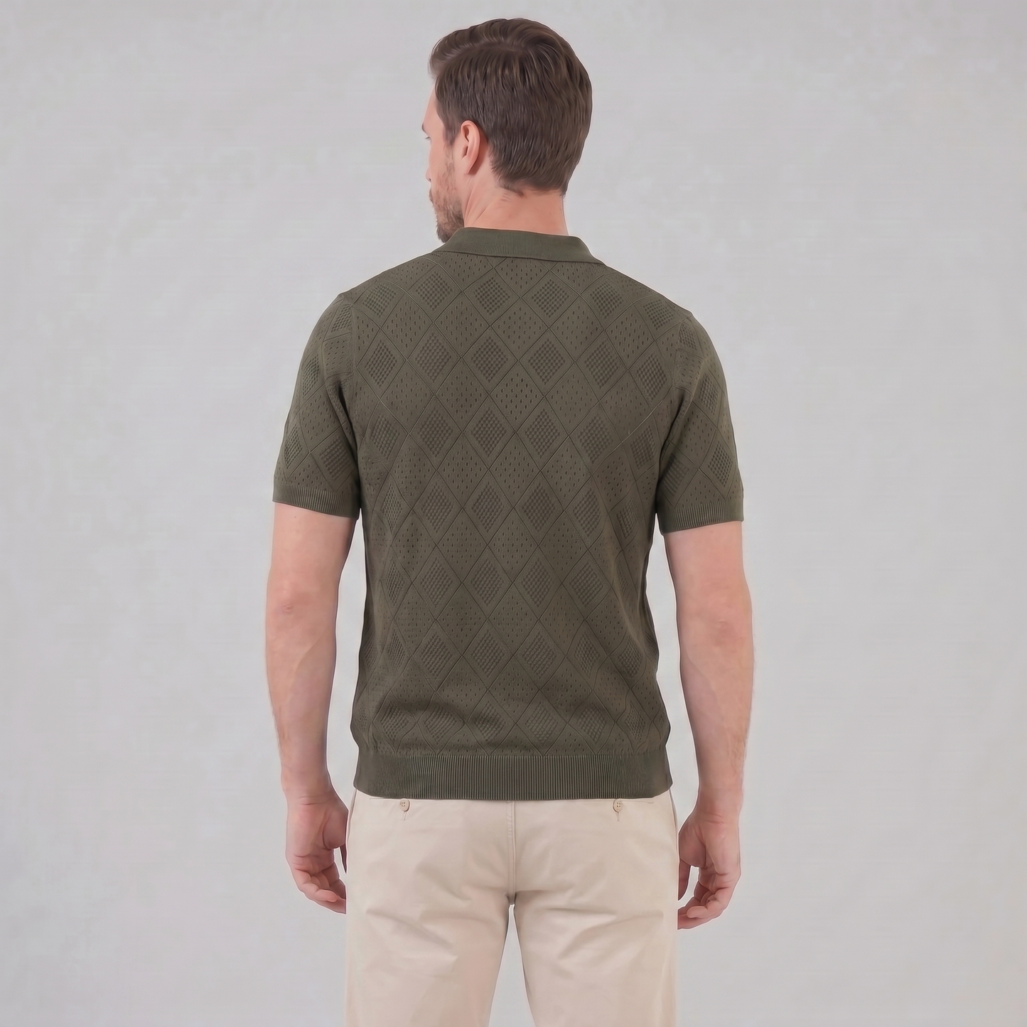 Polo para hombre con cremallera y punto calado — vacaciones